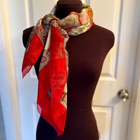 Vintage Italian Silk Scarf with Iconic Landmark Scenes in Italy size 38”x38” - Picture 1 of 16